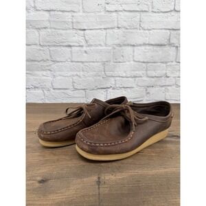 Clarks Wallabee Beeswax Brown Leather Moc Toe Lace Up Shoes Womens 9.5 Classic